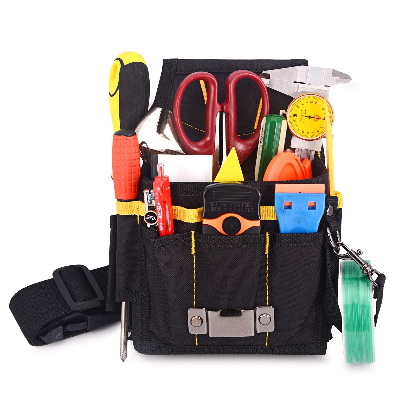 Gomake Multi Pocket Tool Bag with Adjustable Belt, Waterproof Oxford Tool Pouch for Window Tint, Vinyl Wrap, Electronic Tool Organizer