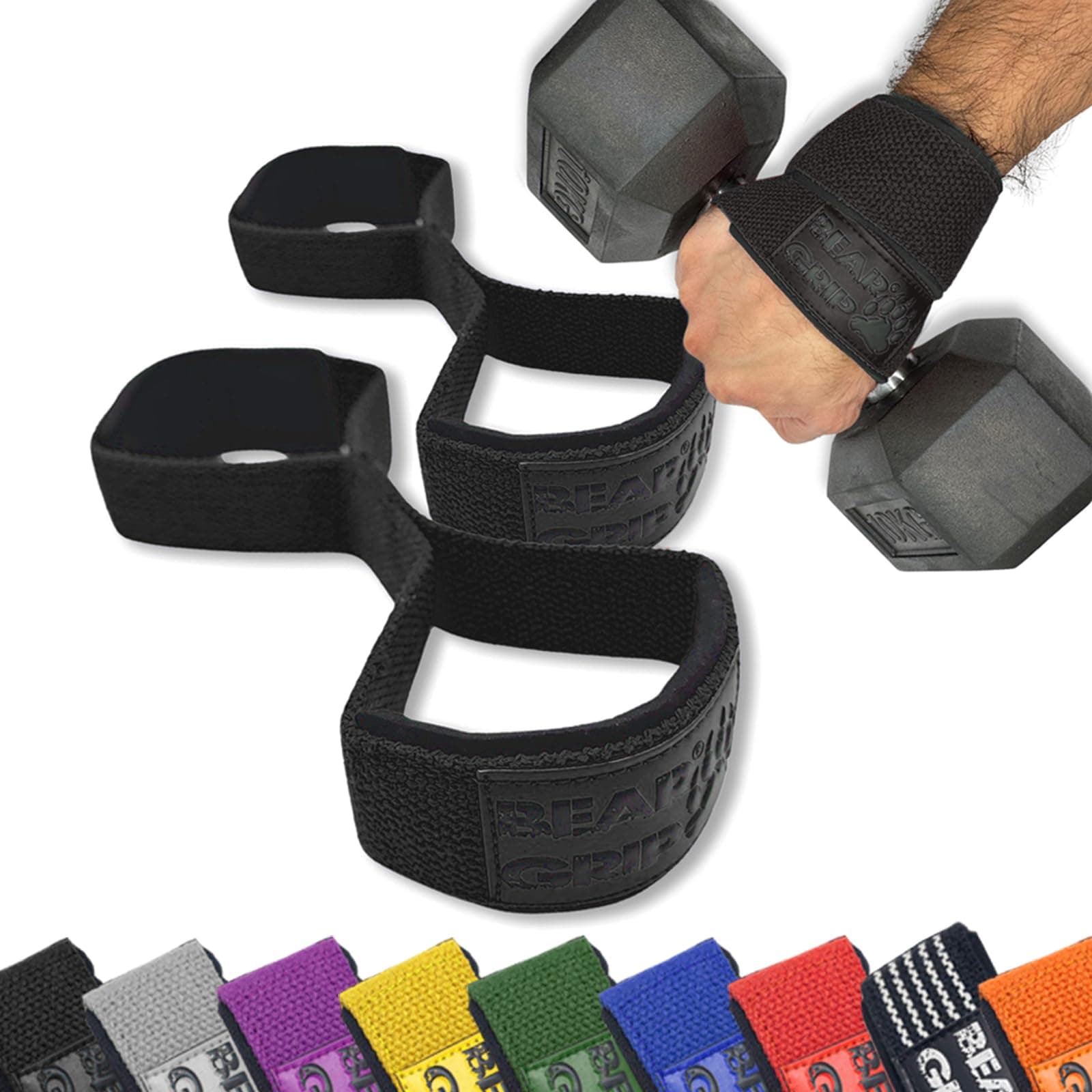 BEAR GRIP - Premium Figure 8 weight lifting straps (sold in pairs)