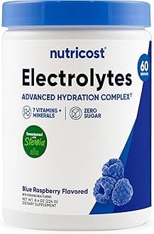 Nutricost Electrolyte Complex Powder, Approximately 60 Uses Blue Raspberry Flavor - Nutri-Cost Hydration Supplement Drink Mix with Vitamins and Minerals