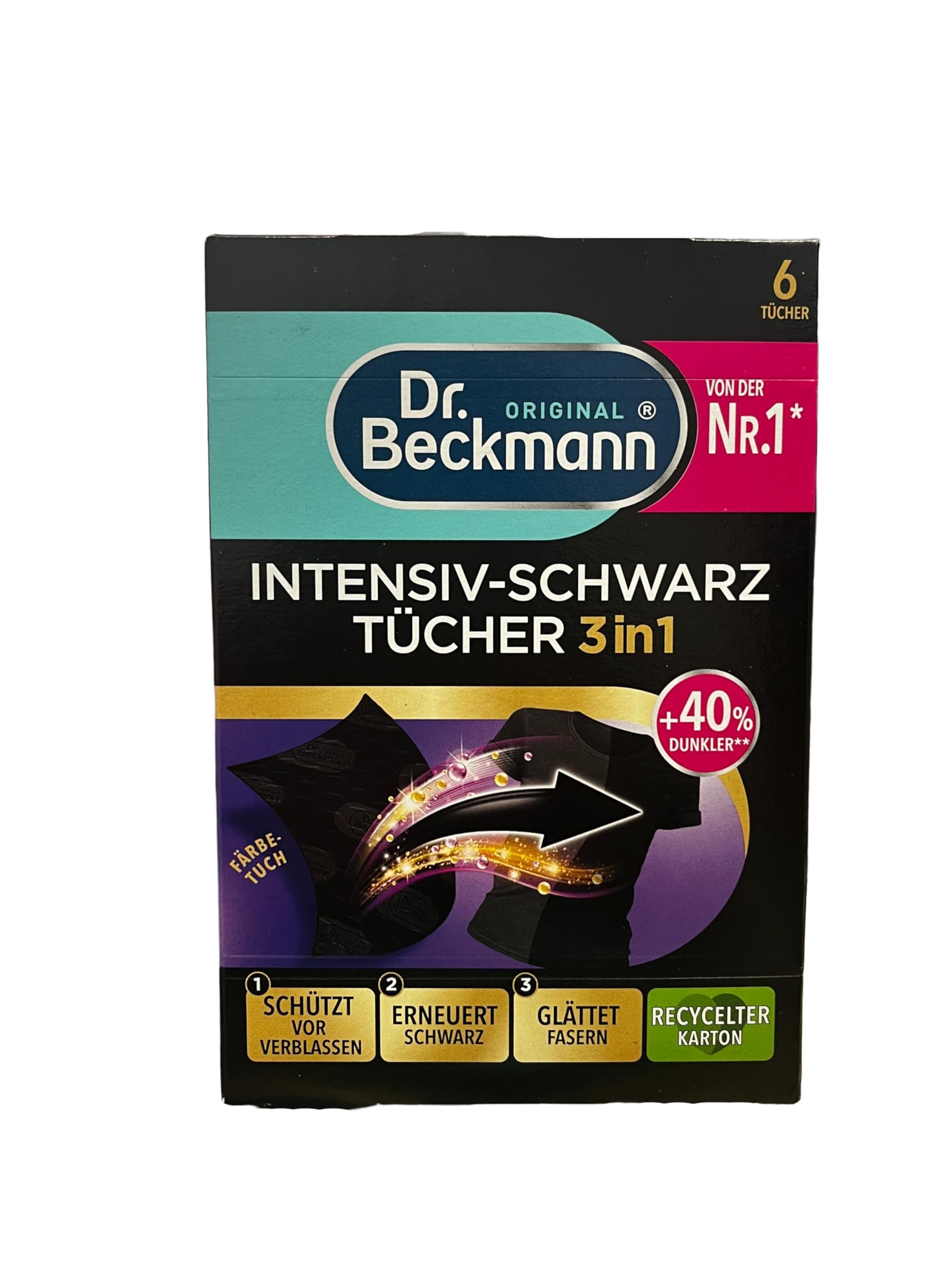NEW! Dr. Beckman Black Resurrection Sheet, 3-in-1, Rejuvenates Black Color of Clothes, Removes Lint, Black & Fiber Refresh 6 Sheets x 3 Boxes, Original