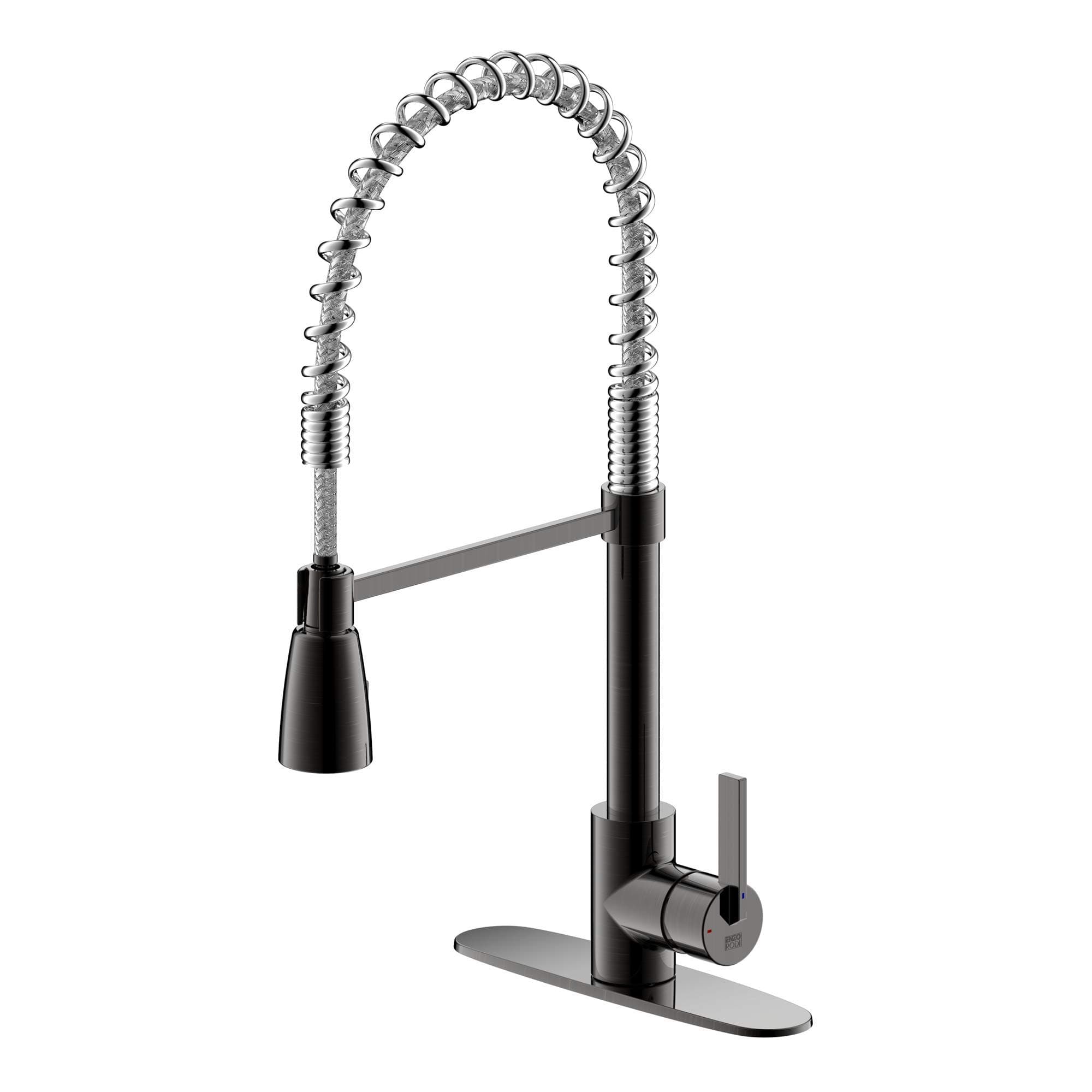Kitchen Faucets Commercial Solid Brass Single Handle Single Lever Pull Down Sprayer Spring Kitchen Sink Faucet, Oil Rubbed Bronze ERF7343377HA-10
