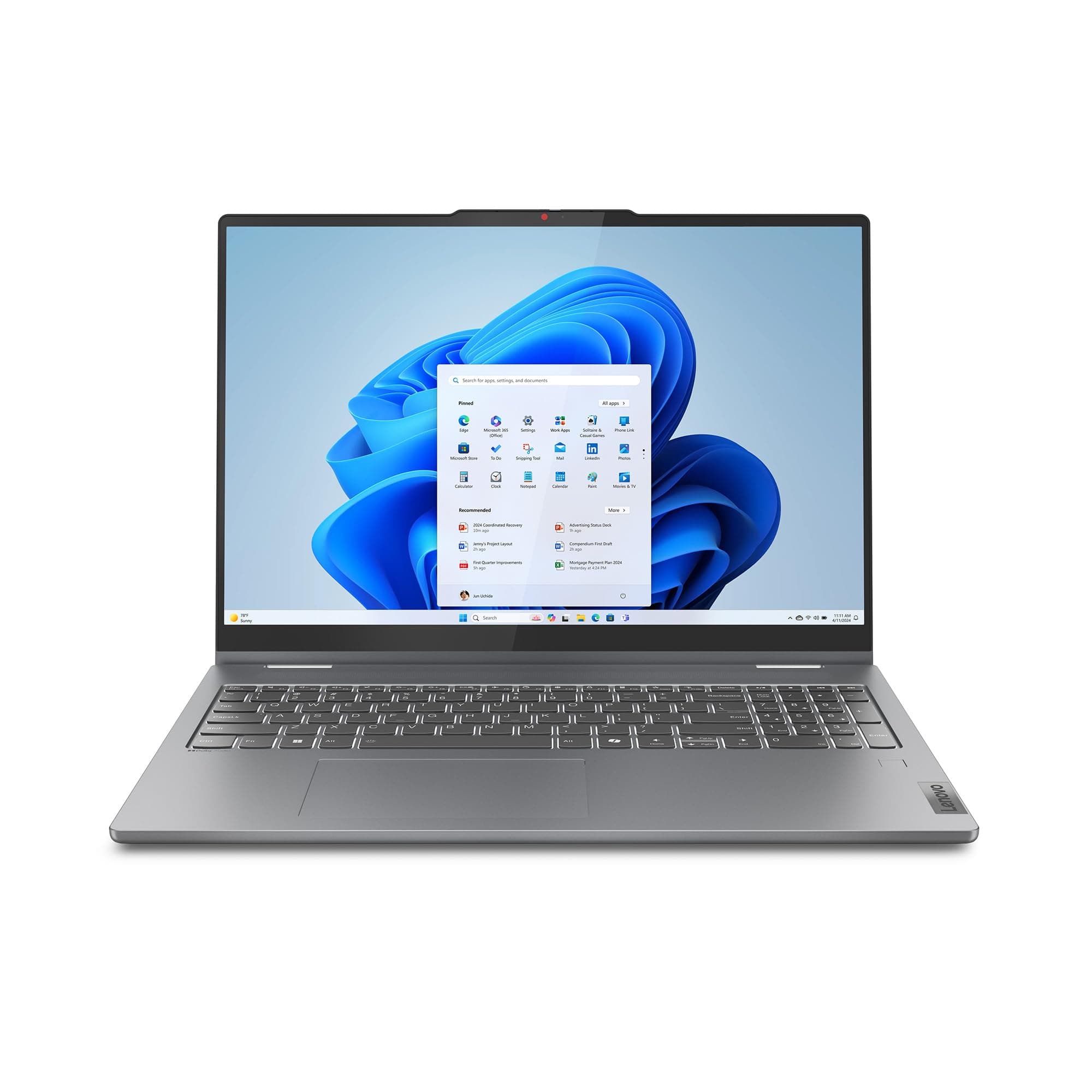 IdeaPad 5 2-in-1-2024 - Professional Laptop - Fingerprint Sensor - 16" WUXGA IPS Display - 16GB Memory - 512GB SSD Storage - AMD Ryzen™ 7 8845HS - Windows 11 Home -Luna Grey