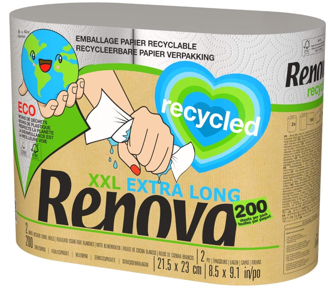 Recycled XXL Paper Towel, 2 Rolls, White, Large