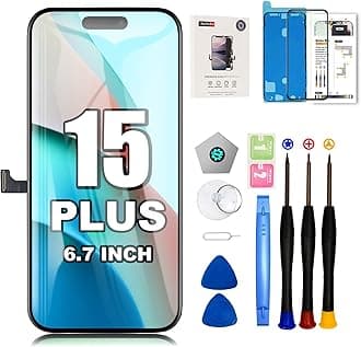 for iPhone 15 Plus Screen Replacement 6.7 Inch LCD 3D Touch Display Full HD Digitizer Frame Assembly (A2847, A3093, A3094, A3096) with Repair Tools Kit Screen Protector Waterproof Adhesive