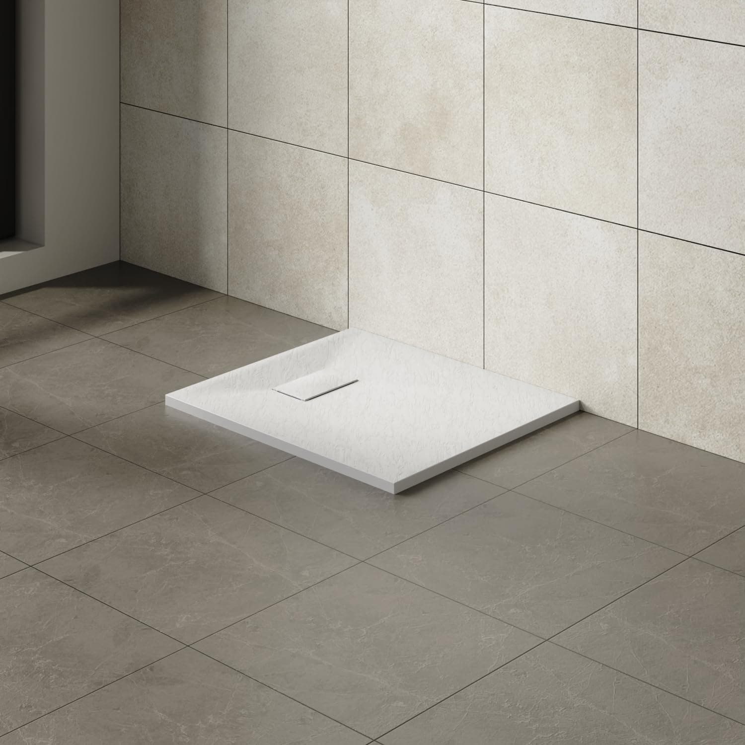 Aquariss 800x700mm SMC Anti Slip Shower Base Tray Rectangular for Shower Enclosure White