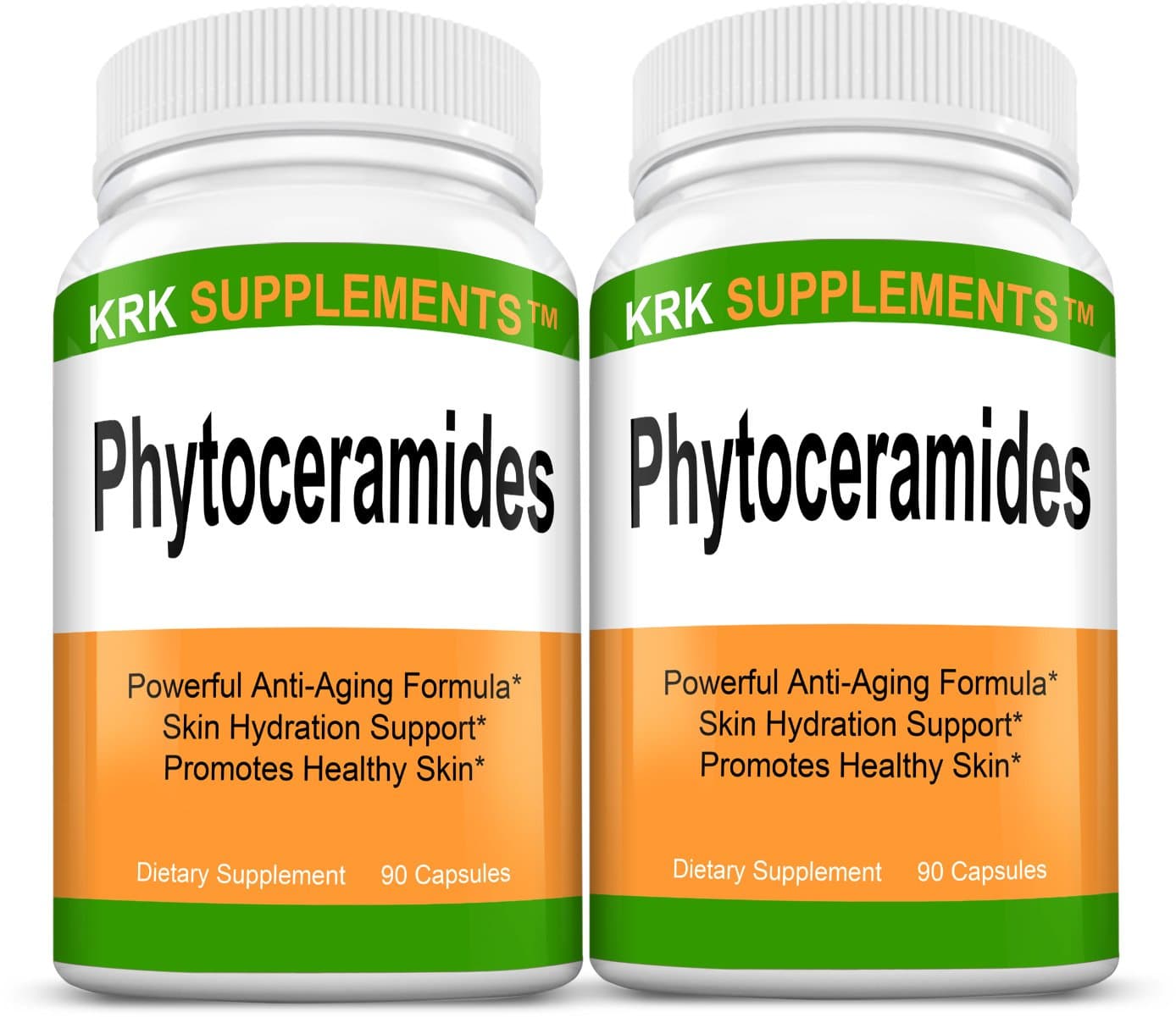KRK SUPPLEMENTS 2 Bottles Phytoceramides 350mg with Vitamin A 5000IU Vitamin C 60mg Vitamin D 400IU Vitamin E 30IU 180 Total Veggie Capsules