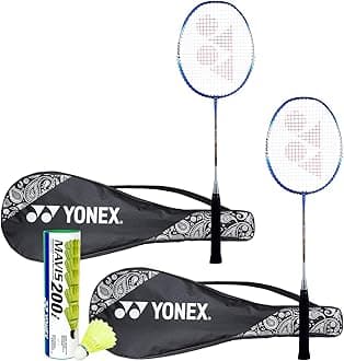 ZR 100 Light Badminton Combo (Set of 2 ZR 100 Aluminum Light Badminton Racquet with Full Cover Blue + Mavis 200I Shuttlecock Pack of 6)