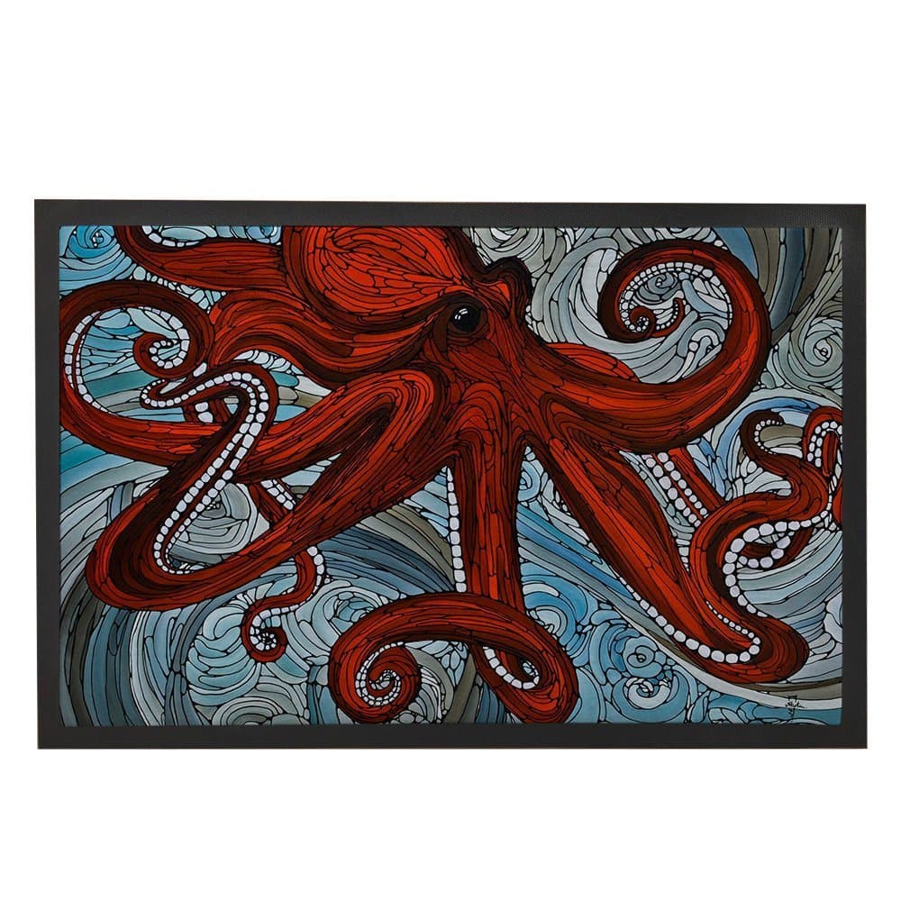 Red Funny Octopus Doormats Outside Rubber Welcome Floor Mat Rubber Washable Door Mat Rug Entrance Way Mat 40 x 60 CM