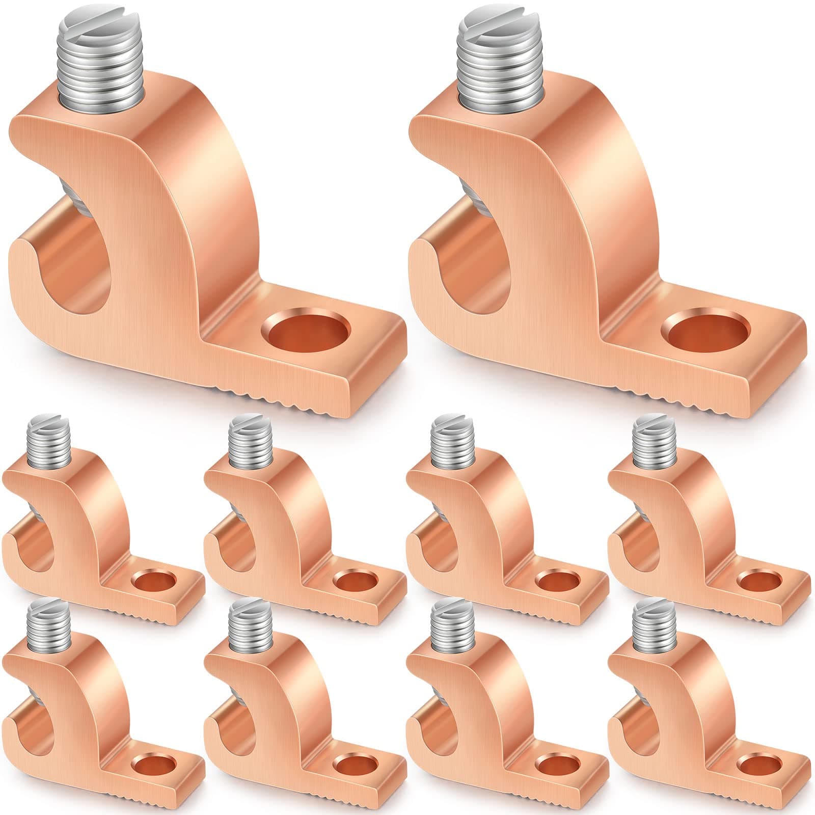 Landhoow 10 Pack Lay in Connector Pool Bonding Lug Copper Conductor Lay in Connector Copper Lay in Lugs AWG for Grounding Swimming Pool and Conduits, 4-14 Wire Range