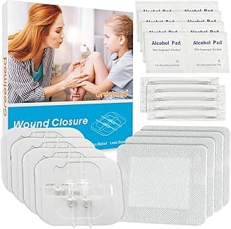 Emergency Wound Closure Device - 24 Pack Laceration Closure Kit Zip Stitch Sutures & Wound Care Bandages Dressing - Painless, Stitchless Wound Repair for First Aid, Hiking, Camping & Home Safety