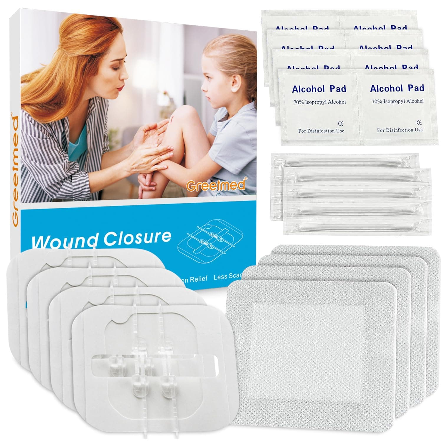 Emergency Wound Closure Device - 24 Pack Laceration Closure Kit Zip Stitch Sutures & Wound Care Bandages Dressing - Painless, Stitchless Wound Repair for First Aid, Hiking, Camping & Home Safety