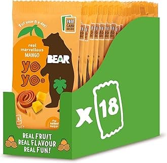 BEAR Mango Yoyos - Dried Fruit Rolls - Healthy - Vegan - 20g (18 packs)