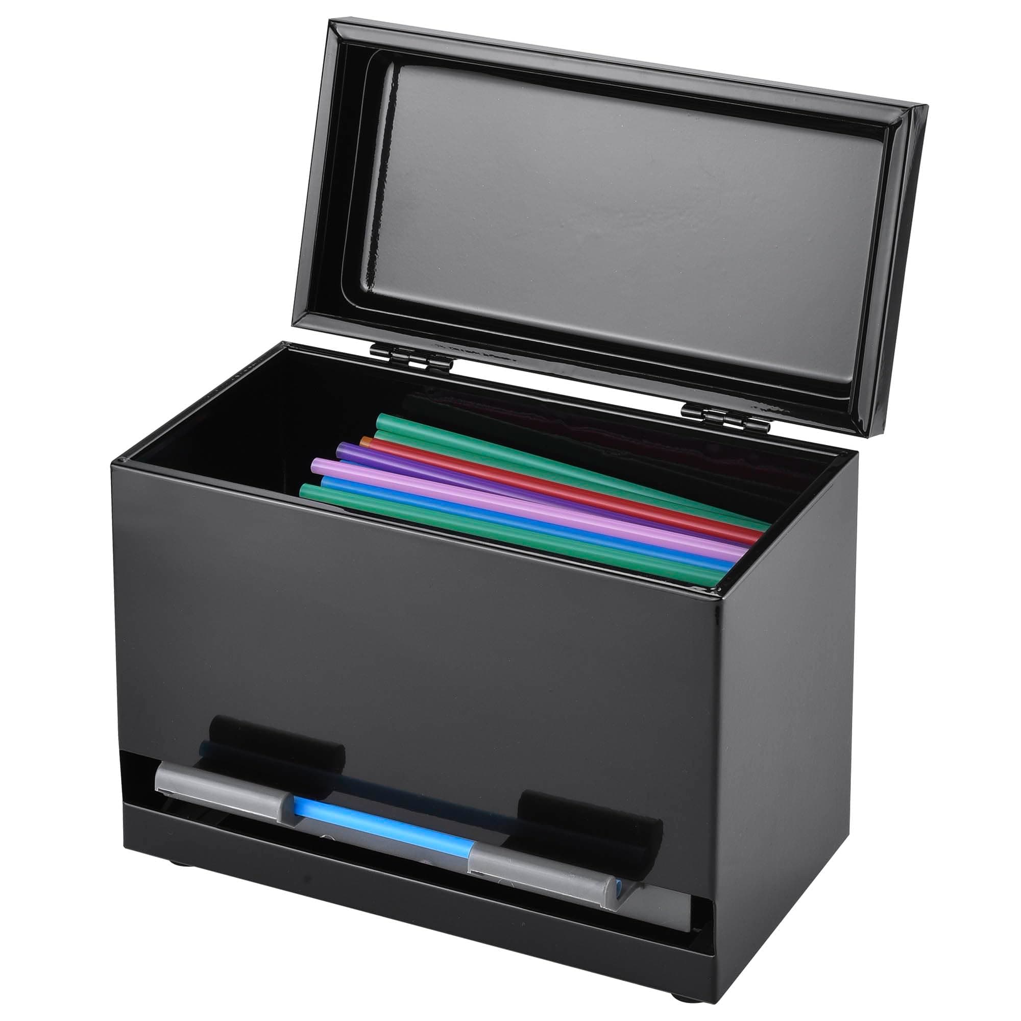 2Fold Stainless Steel Straw Dispenser - Drinking Straw Holder For Bulk Unwrapped Paper and Disposable Plastic Straws - Includes Custom Label Stickers (Black)