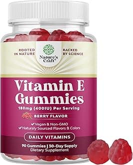 Natures Craft Vitamin E Gummies for Skin Care - High-Potency Vitamin E 400 IU Skin Supplement - Delicious & Easy-to-Take Supplement Promote Health Immune Support & Cellular Protection 90 Count