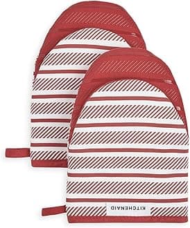 KitchenAidAlbany Mini Oven Mitt 2-Pack Set, Passion Red, 5.5"x8"