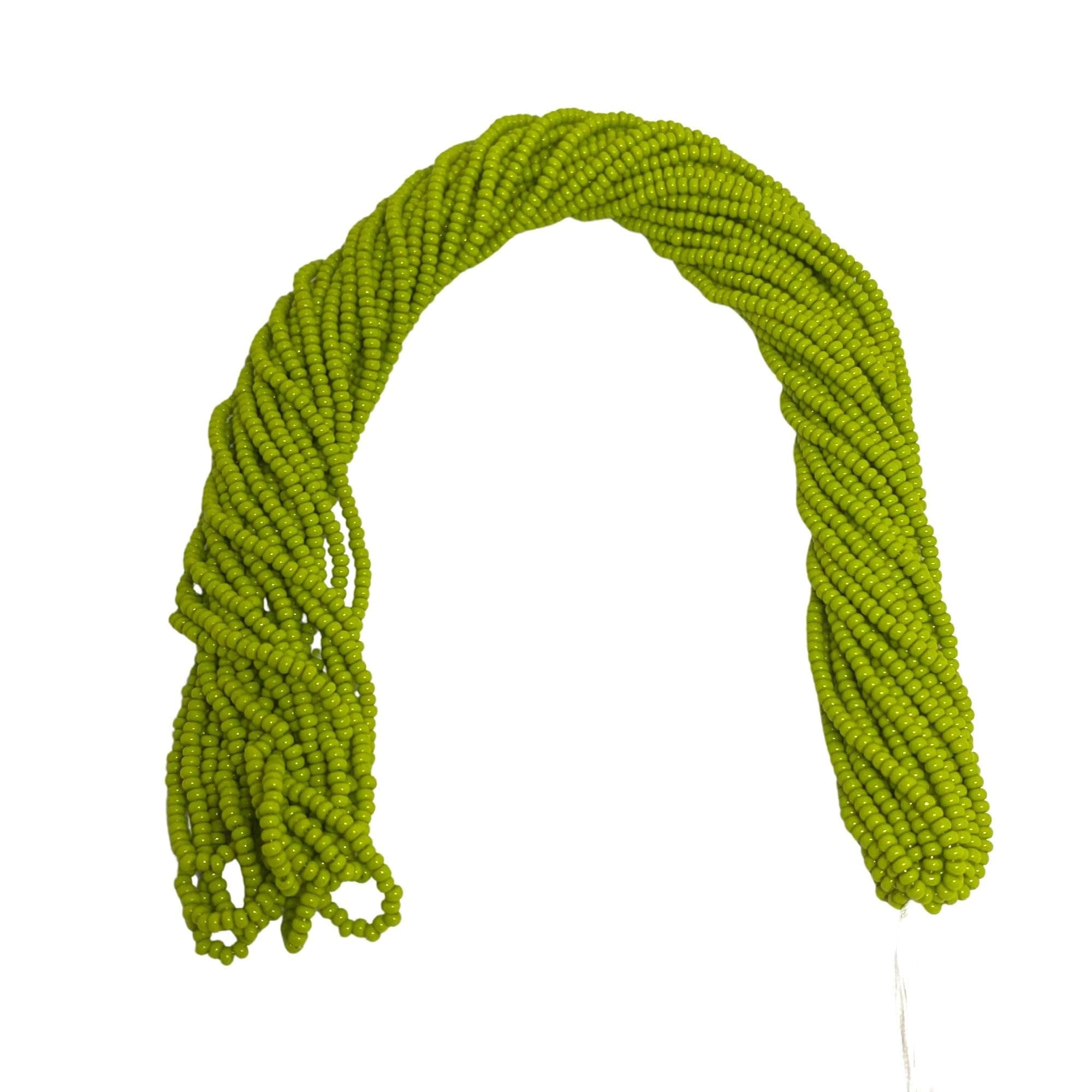 Czech 11/0 Glass Seed Beads - 12 String Hanks, Oil Green Color (Oil Green)