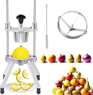 Commercial Lemon Cutter 4-Section with V-Shaped 420 Stainless Steel Blades，Easy Wedger Stainless Steel Blade Fruit Lime Slicer NSF Certified Easy-to-Use for Bar Restauran