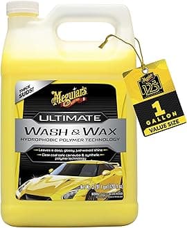 Meguiar's Ultimate Wash and Wax, Car Wash and Wax Cleans and Shines in One Step, Wash, Shine, and Protect with an Enhanced pH Neutral Car Paint Cleaner, 1 Gallon, 128 Fl Oz (Pack of 1)