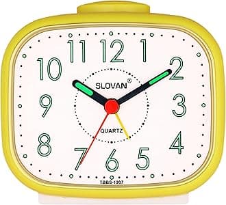 SLOVAN QUARTZ Plastic Beep Table Alarm Clock - 9 CM X 11 (Yellow)