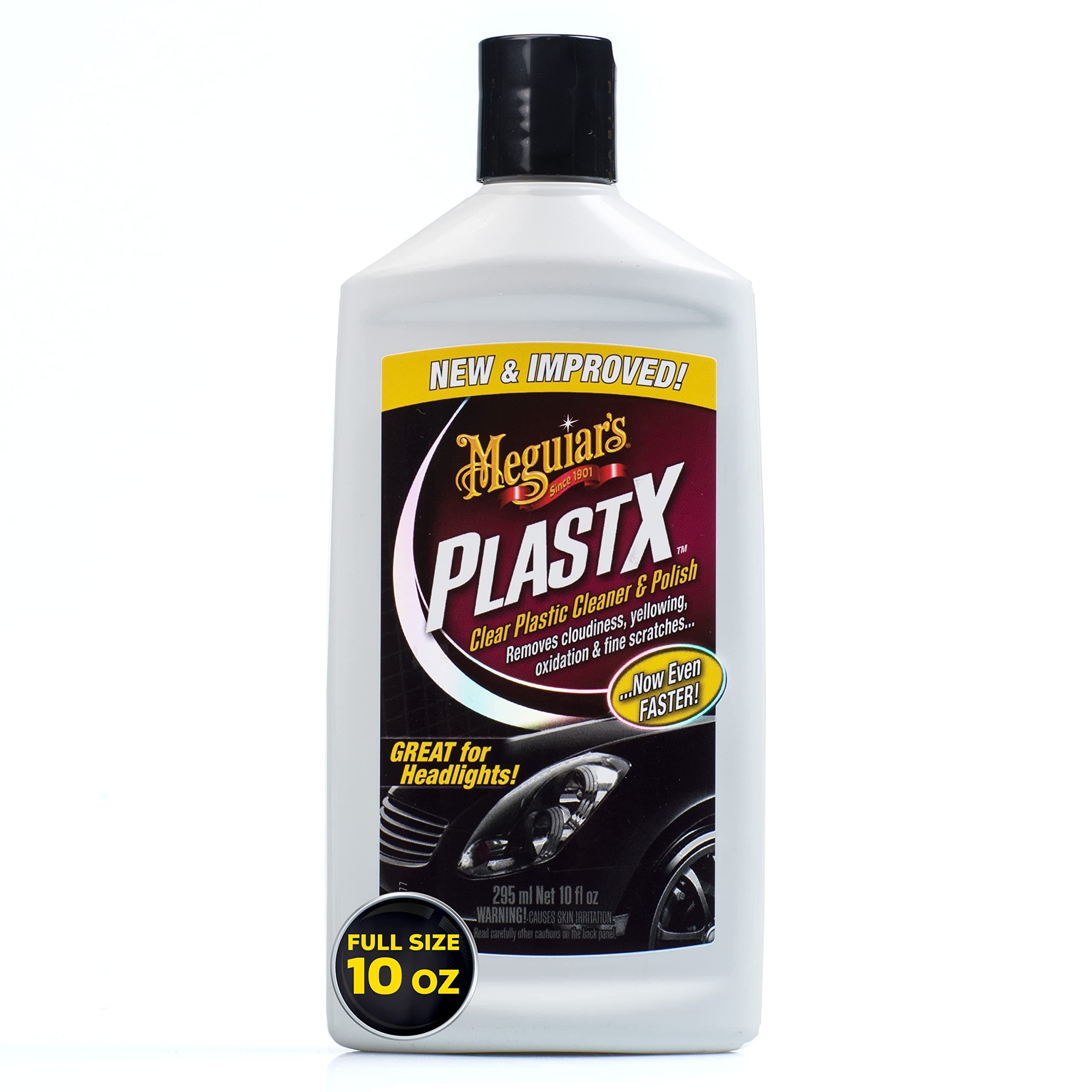 G12310EU Plast-RX Clear Plastic Headlight Cleaner & Polish 296ml removes fine scratches, cloudiness and stubborn oxidisation