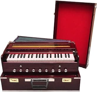 Laying Style Best Harmonium 9 Stopper Portable, Chudidaar Bellow, 42 Key, 2 Reed Bass-Male, 3 1/2 Octave, Kapler, Harmonium with Cover (Natural)