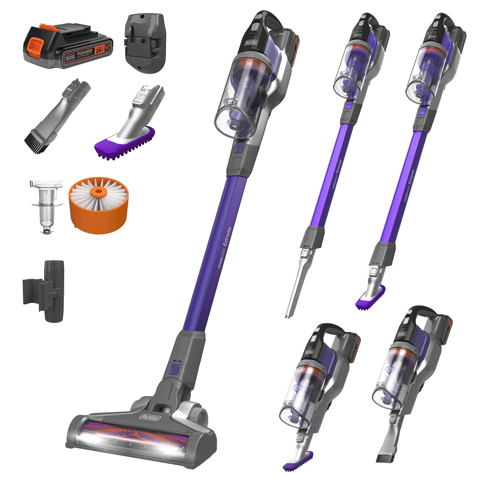 BLACK+DECKER POWERSERIES Extreme Cordless Stick Vacuum Cleaner for Pets, Purple (BSV2020P)