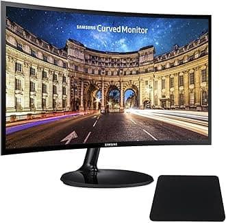 24 Inch Curved Computer Monitor, LC24F390FHNXZA LED Screen 60Hz Full HD 1080P Gaming Slim Design for Home and Office use, Black Mouse Pad Included