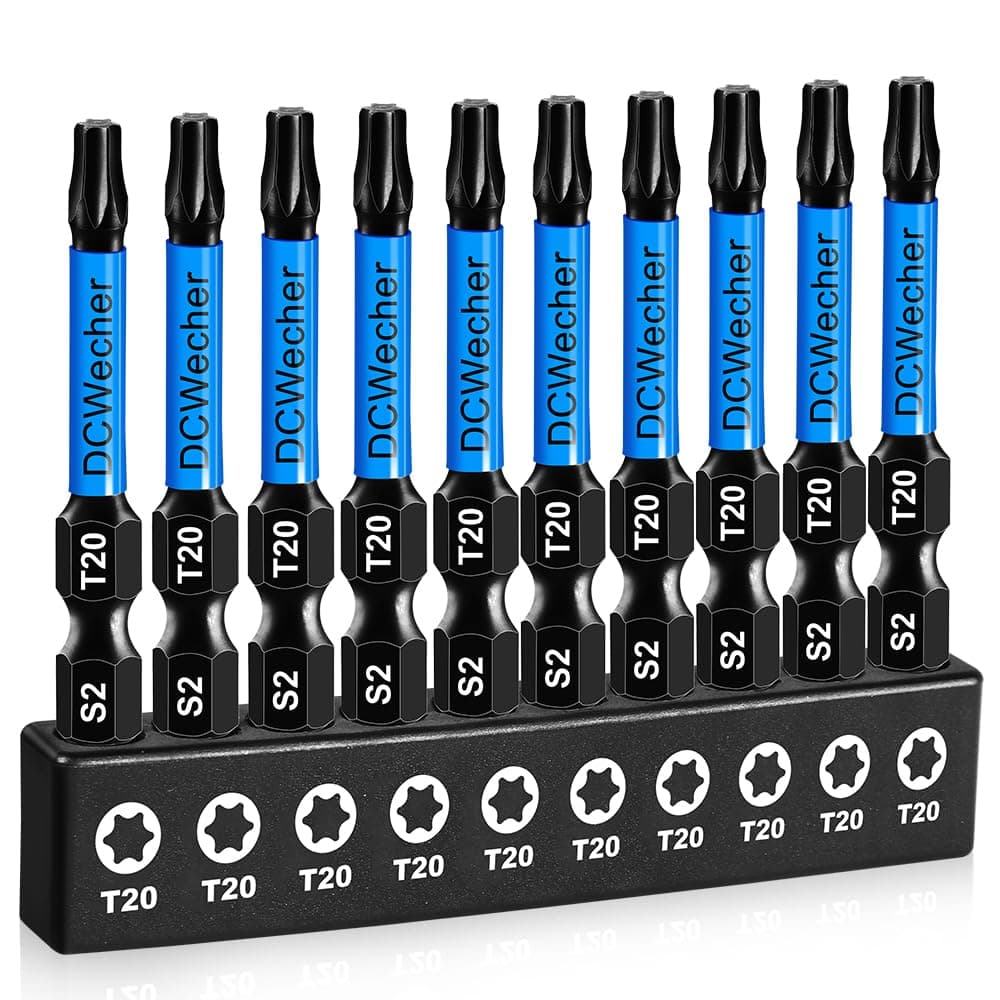 10-Pack T20 Torx Bit 2 Inch, Professional-Grade T 20 Torx Screwdriver Bits for Impact Driver, Magnetic Star Design, S2 Alloy Steel with 1/4'' Hex Shank & CNC - Machined Tips