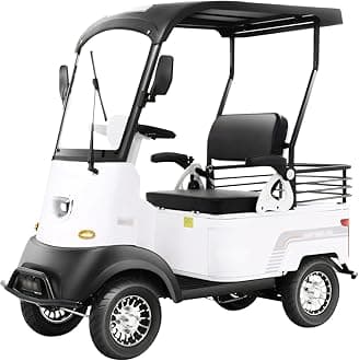 Electric Golf Cart 4 Wheel Mobility Scooter for Seniors with Storage Box, Farm Load Truck for Seniors and Adults Comes, Courtesy Car
