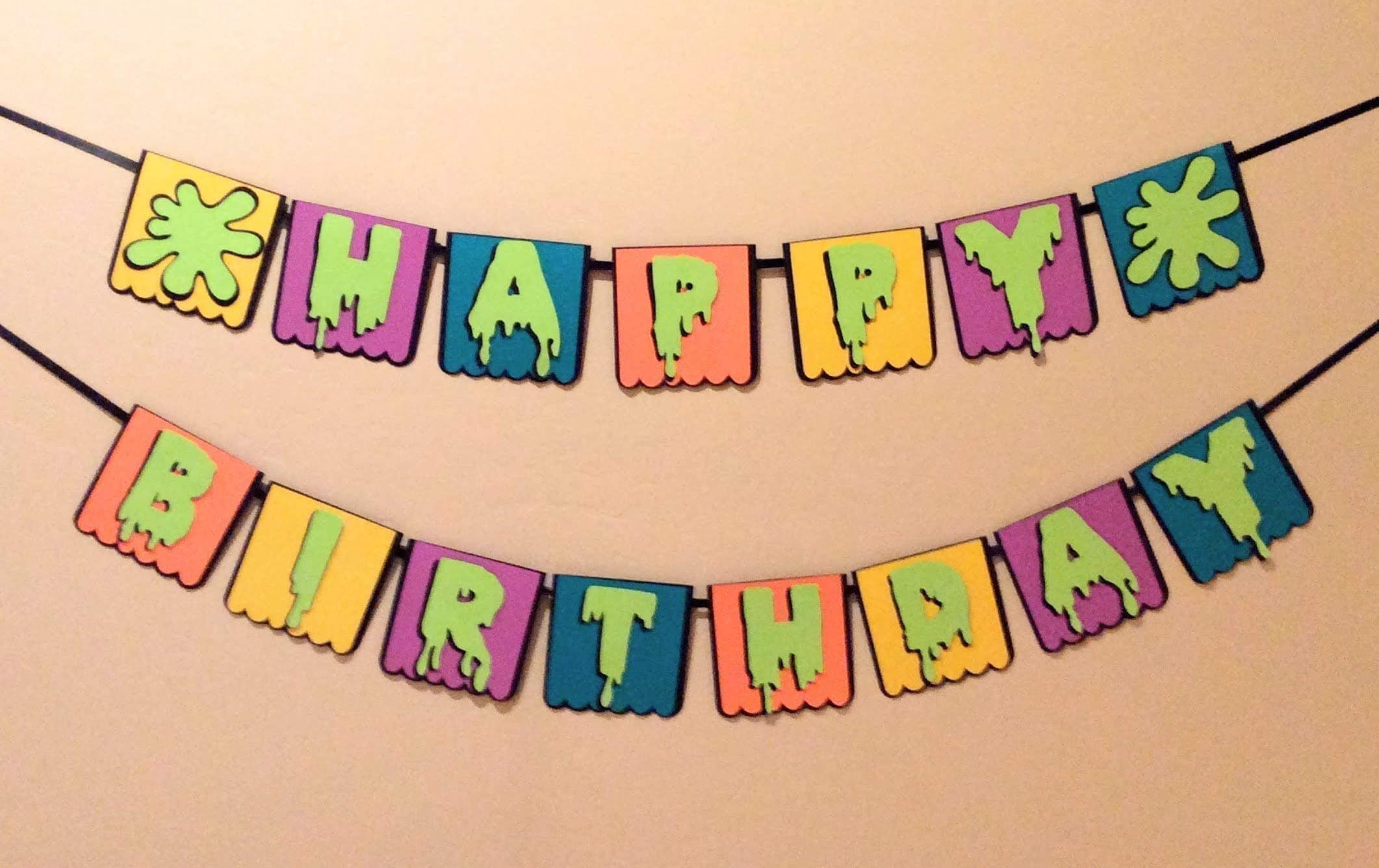 Slime or Ghostbusters Happy Birthday Party Banner