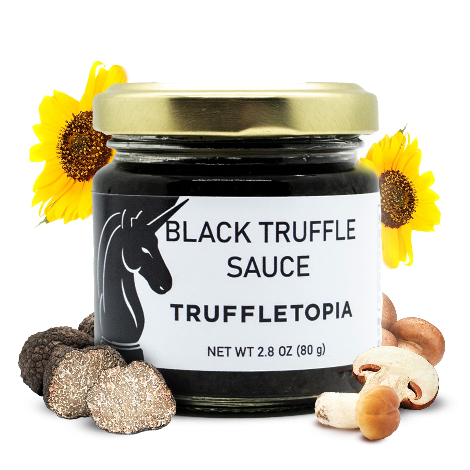 Truffletopia I Black Truffle Sauce I With Real Natural Black Truffles I Versatile Topping or Condiment for Seasoning, Cooking & Baking I Gluten Free, Non-GMO, No MSG, Cholesterol, or Sugar I 2.8 oz