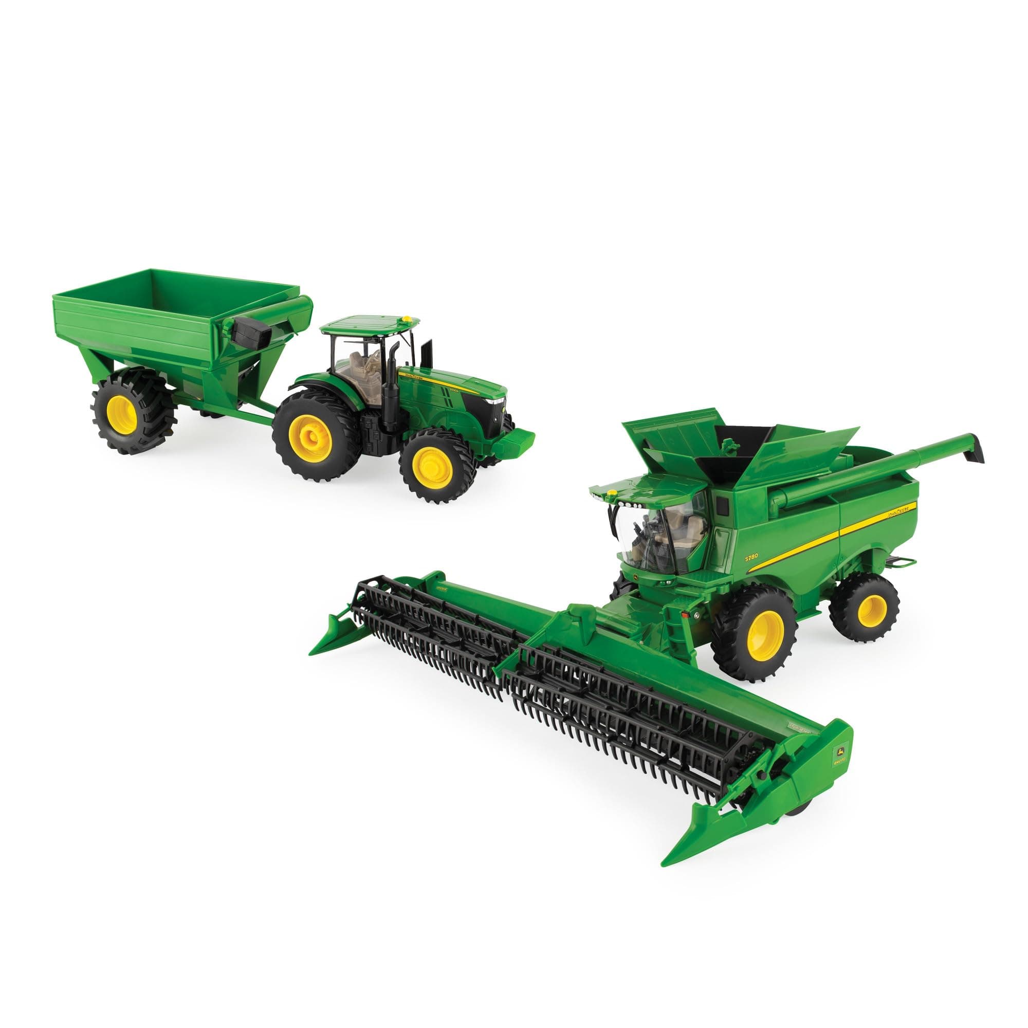 1/32 Scale S780 Combine with Grain Head 7290R Tractor Grain Cart Set