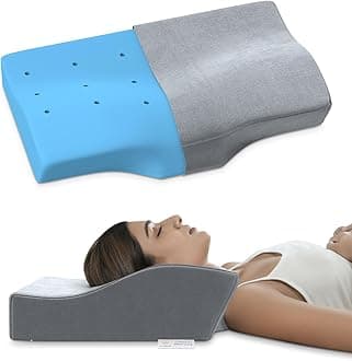 MY ARMOR Cool Gel Cervical Pillow for Neck Pain and Shoulder Pain, Spondylitis Neck, Orthopedic Memory Foam Pillow for Sleeping, Standard Size - 2 & 4 Inch Dual Height, With Washable Grey Velvet Cover