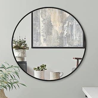 Americanflat 80 cm Aluminium Framed Black Round Mirror for Wall - Circle Mirror for Bedroom, Entryway, and Living Room Wall Decor - Black Bathroom Mirror with Hanging Hardware Included