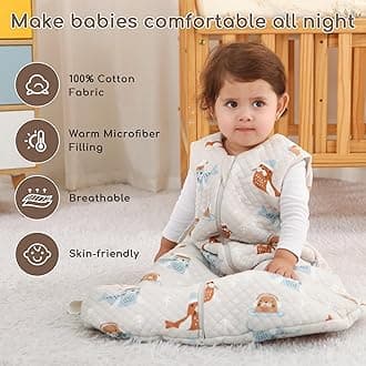Baby Sleeping Bag 2.5 Tog 0-6 Months Newborn Sleeping Bag 100% Cotton Sleep Sack for Winter Warm and Comfortable Khaki Seal
