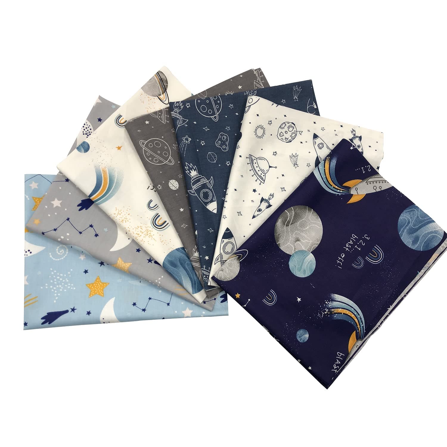Space Quilting Squares,Space fat quarter bundle,Quilting Fabric,Shooting Star Sewing Fabric,Space Cotton Fabric Bundles,Outer Space Quilt Fabric,Space Cotton Fabric 15.6'' x 19.8''(7PCS)