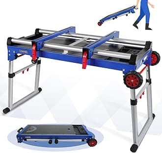 – WORKPRO Miter Saw Stand, 5-in-1 Portable Workbench, Quick Folding Work Table with Detachable Miter Saw Stand & Height Adjustable Legs, Scaffold/Dolly/Creeper/Platform for Woodworking, Repair, Masonry