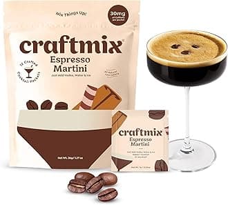 Craftmix Espresso Martini Cocktail & Mocktail Drink Mixer, Skinny Mixes - Water Flavoring Packets - Made With Real Coffee Beans - Vegan, Low-Carb, Low-Sugar, Non-GMO, Dairy Free, Gluten Free, 12 Pack