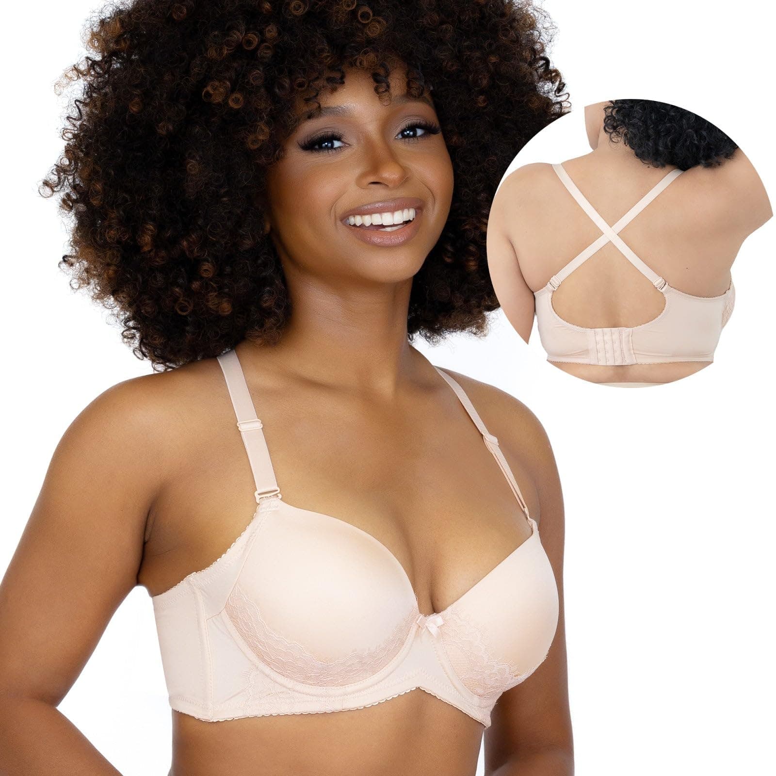 FINALLYBRA Push Up Bras for Women Robust Support Side Smoothing Full Coverage Underwire Convertible T Shirt Bra