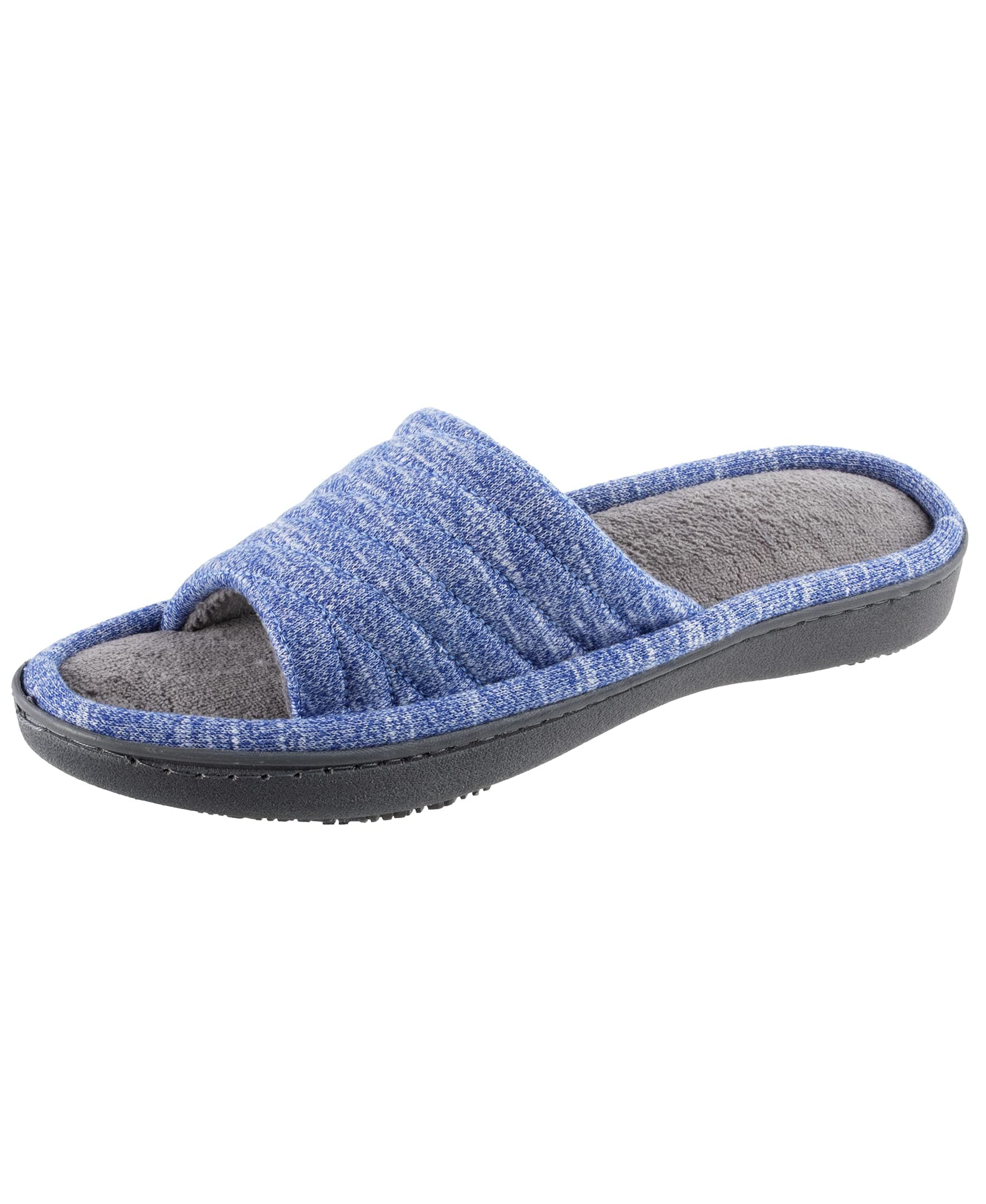 Isotoner Women's Premium Knit Slide Slippers - Moisture-Wicking Lining, Rubber Indoor/Outdoor Sole - Machine Washable House Shoes