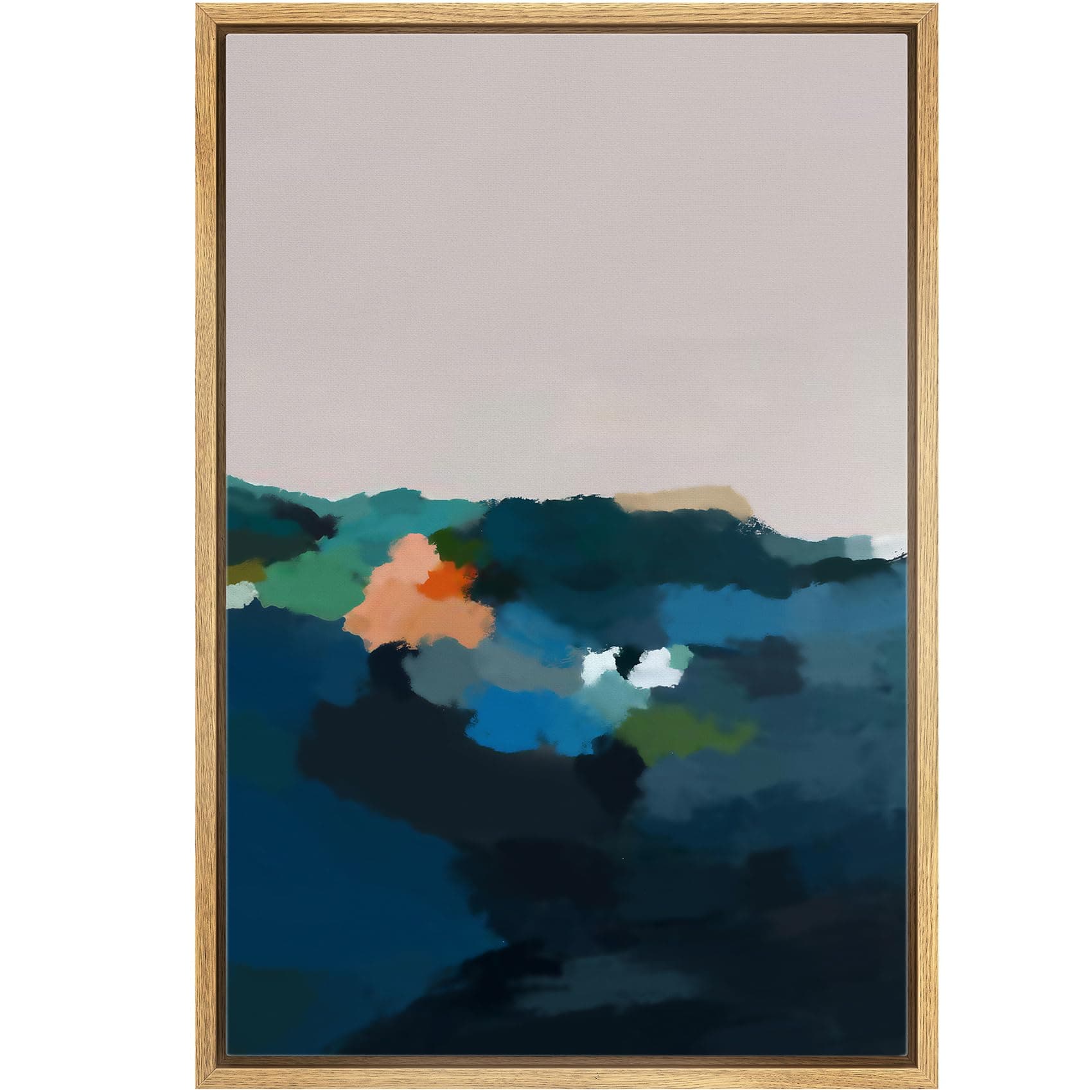 IDEA4WALL Framed Canvas Print Wall Art Watercolor Pastel Mountain Range Valley Abstract Nature Illustrations Modern Art Bohemian Decorative Colorful for Living Room, Bedroom, Office - 16"x24" Natural