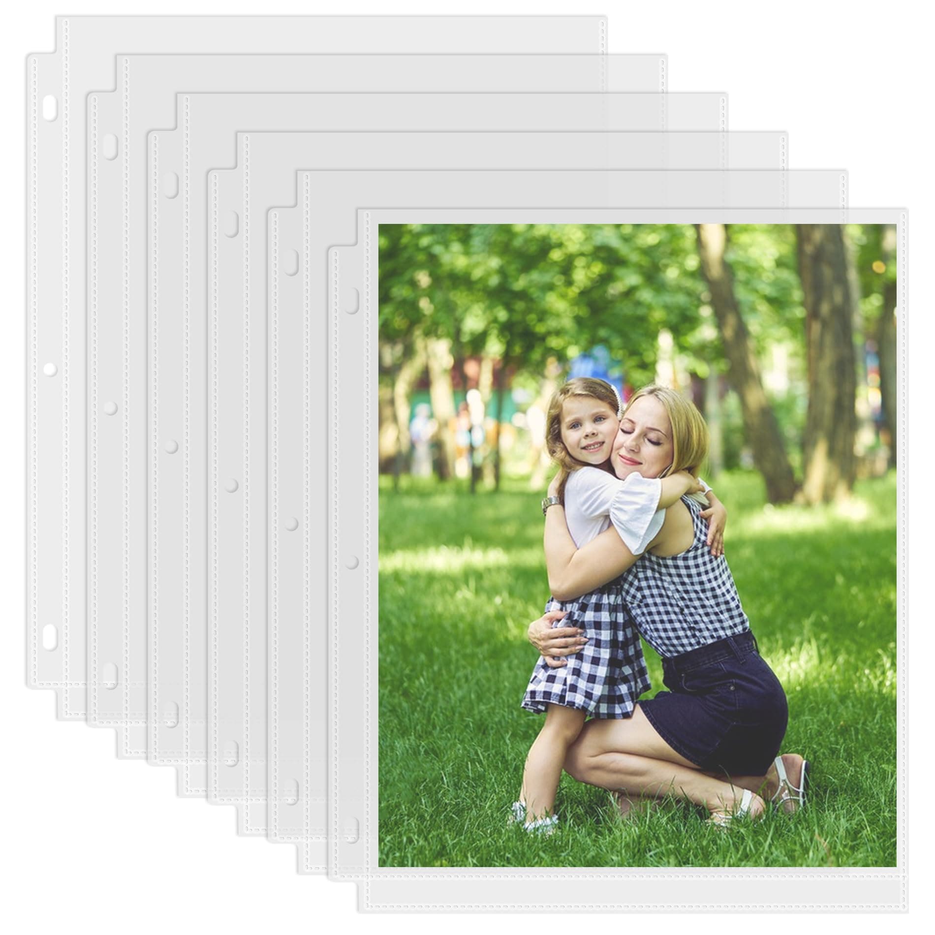 50 Pack 8 x 10 Photo Sleeves for 3 Ring Binder(100 Pictures), Heavy-Duty Archival Photo Page Protectors, Clear Picture Album Refill Pages Holds, Acid-Free