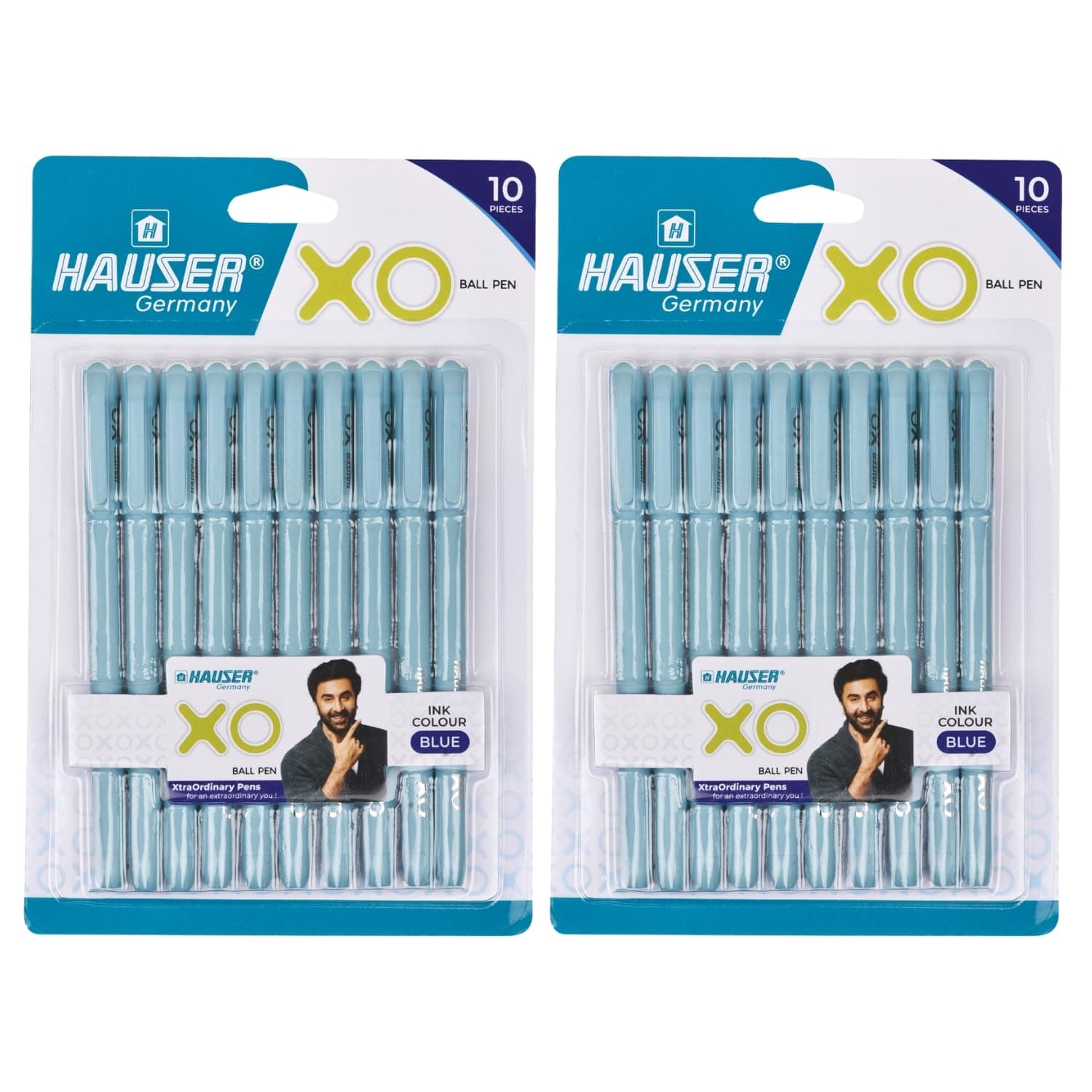 Hauser Germany XO 0.7mm Ball Pen Box Pack | Sleek Body & Minimalistic Design | Matt Finish & Solid Body Type | Low Viscosity Ink With Ultra Durable Tip | Blue Ink, Pack of 20 Pens