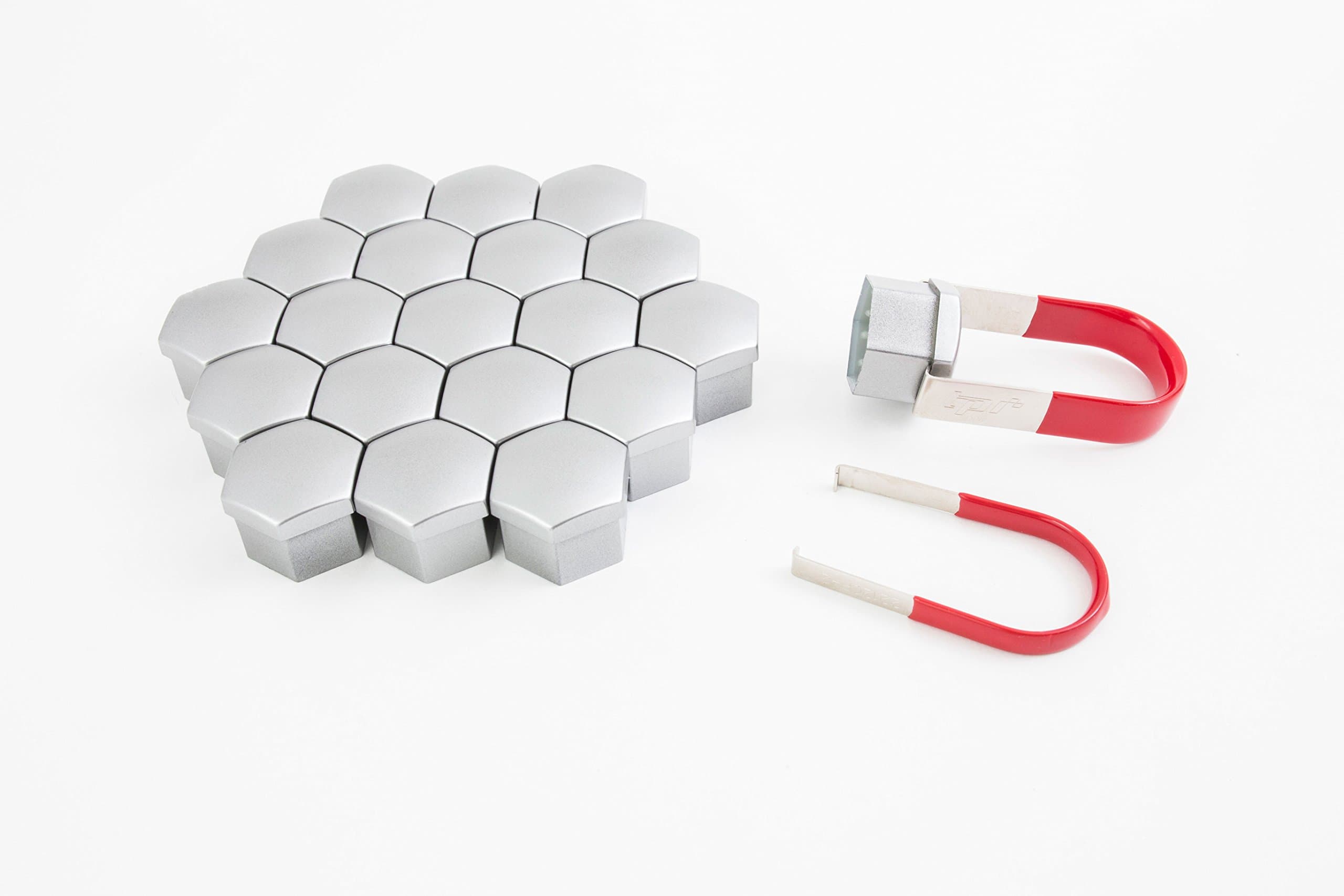 TPI (20pcs) 19mm Smoke Chrome Lug Nut Lug Bolt Cap Covers, C192418ABS/SCR, Includes Extraction Puller Tool ~