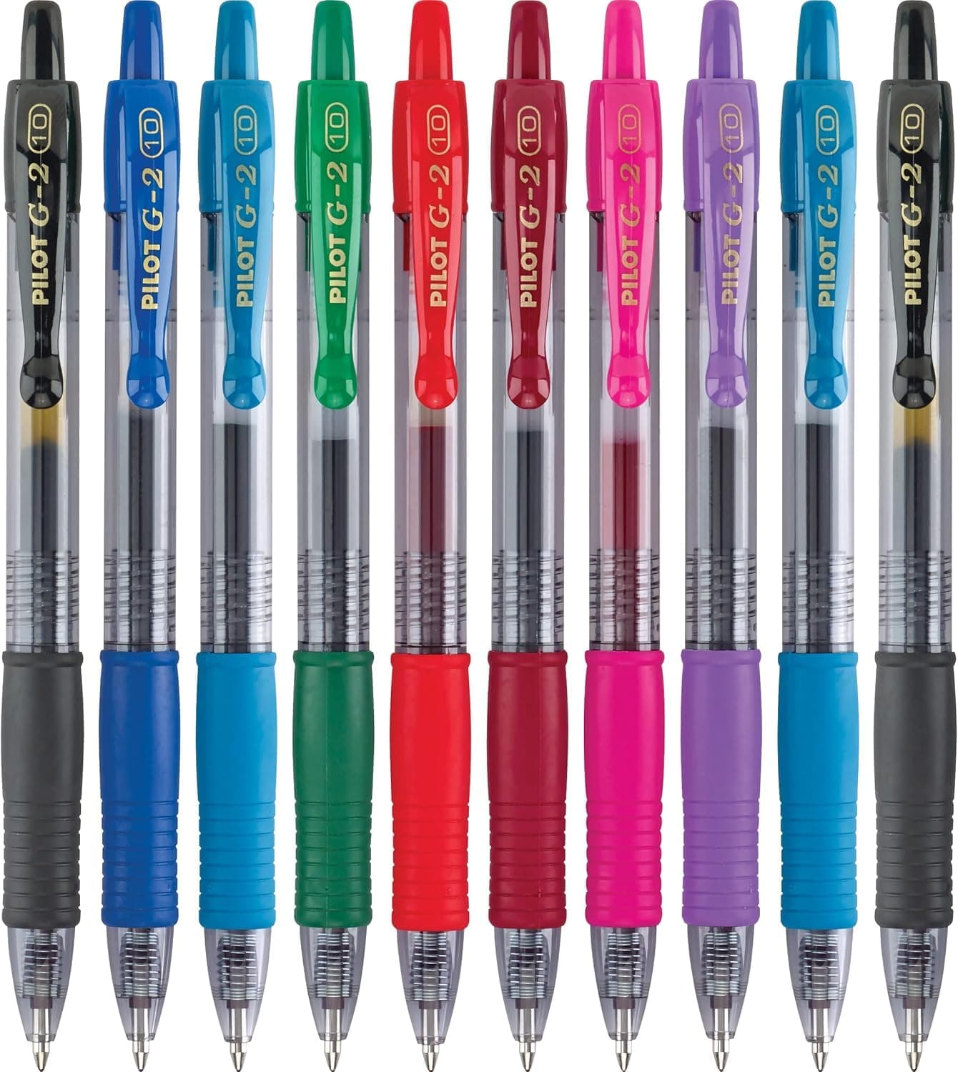 Pilot G2 Premium Retractable Gel-Ink Rolling Ball Pens, Bold Point (1.0mm), Assorted, 10/Pk (11887)
