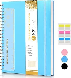 Graph Paper Notebook, Spiral Notebook Journal 8.5” x 11”, A4 Large Grid Notebooks for Women Men, 100 GSM Graph Paper, Plastic Hardcover Spiral Graphing Journals for Work School Engineerin, Blue Unknown Binding