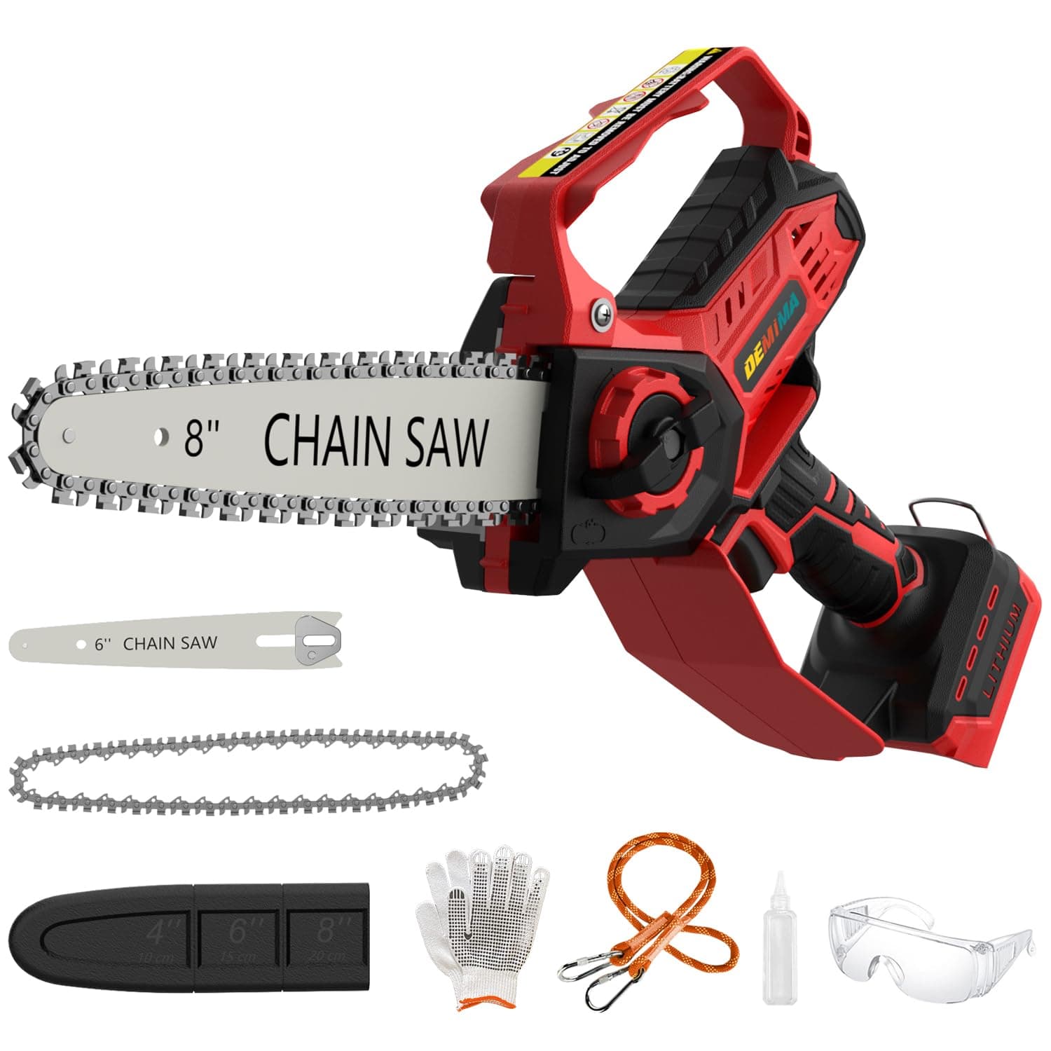 Mini Chainsaw for Miwaukee M18 Battery, 8-Inch and 6-Inch 2-IN-1 Cordless Electric Chain saw with Brushless Motor and Auto-Oiler, 800W Hand Mini Chainsaw for Tree Pruning Wood Cutting(No Battery)