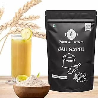 Farm & Farmers Organic Jau Sattu Flour 1kg - Gluten Free Barley Flour Atta Jau Ka Sattu, Fresh from Farms 100% Vegan No Preservatives, No Trans Fats, Rich in Protein and Nutrients