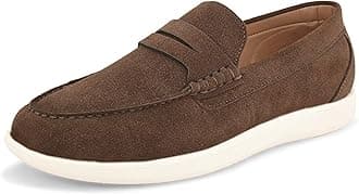 Suede Loafers for Men | Casual Loafer Shoes | Cushioned Penny Loafers, Brown, 11 US