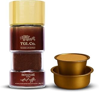 TGL Co. Signature Instant Filter Coffee Powder 100g with Brass Tumbler & Dabara Set | Authentic Filter Kaapi Experience | Premium Coffee Gift Set